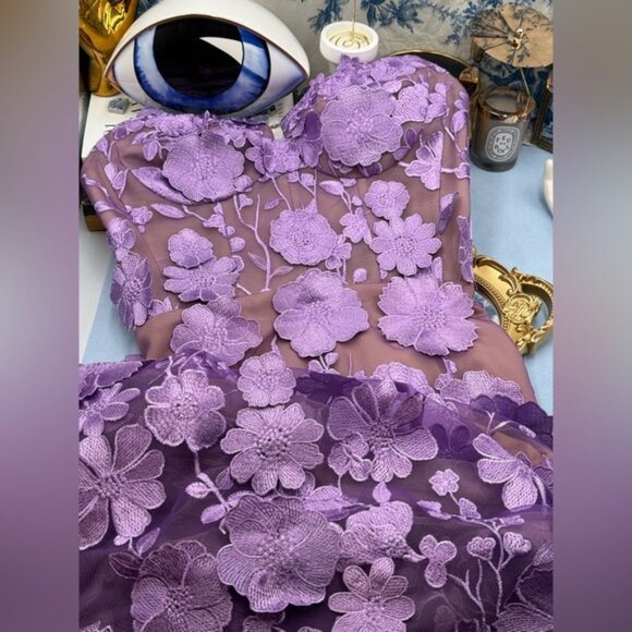 🆕 BRONX & BANCO 🧿 NWOT Jasmine Floral-Appliqued Gown, Lilac - Sz M US 6 - Picture 12 of 16